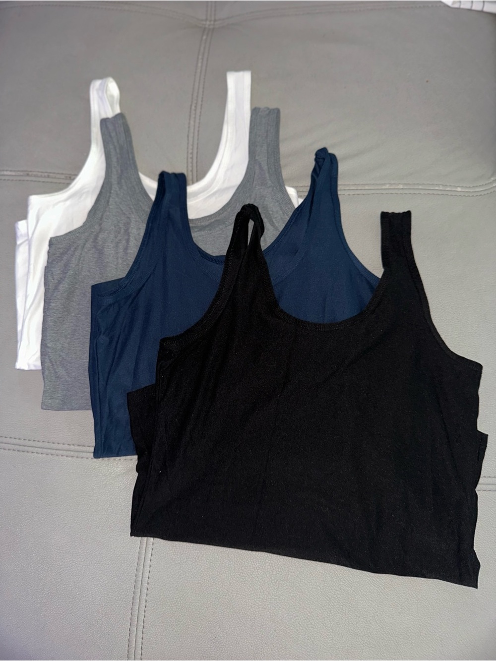 No Boundaries Black, White & Navy Layered Tank Top Set